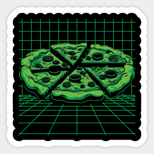 Retro Pizza. Matrix Style Sticker